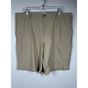 Dunning Shorts Mens 40 Khaki Golf Performance Stretch Flat Front Zip Fly Beige